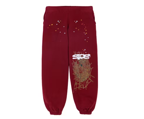Sp5der Logo Sweatpants Maroon