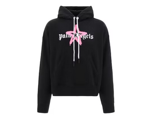 Palm Angels Star Sprayed Logo Popover Hoodie Black/Pink