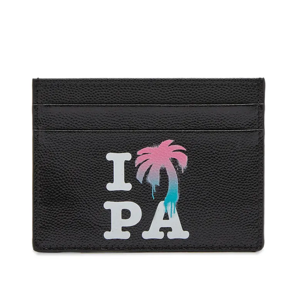 Palm Angels I Love PA Leather Card Holder Black