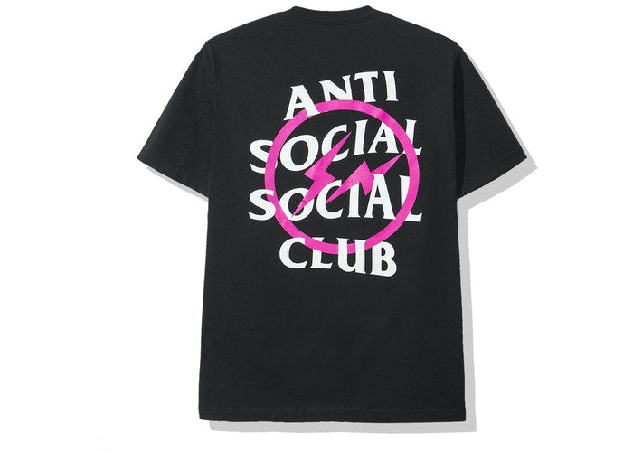 Anti Social Social Club x Fragment Pink Bolt Tee Black Premier Hype