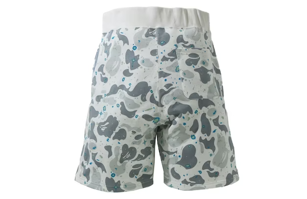 BAPE Space Camo Shark Sweat Shorts SS21 White Premier Hype