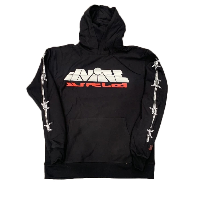 Vlone x Juice Wrld Planet Barbed Wire Black Hoodie – Premier Hype Vlone x Juice Wrld Planet Barbed Wire Black Hoodie – Premier Hype
