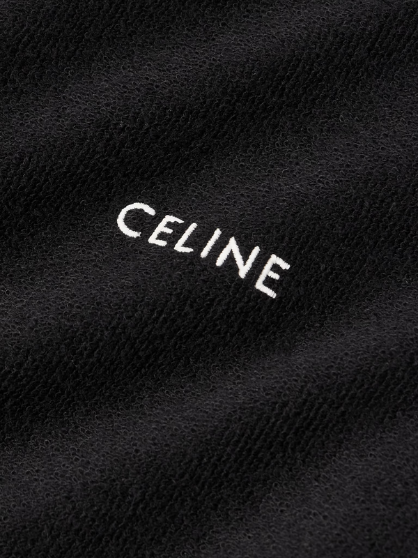 CELINE Logo-Embroidered Cotton-Blend Terry Hoodie