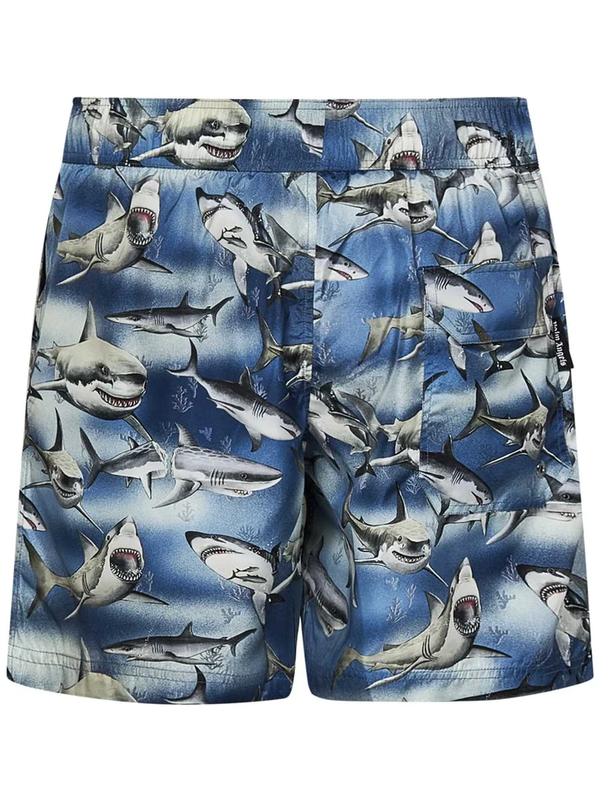 Palm Angels Blue Sharks Swimsuit