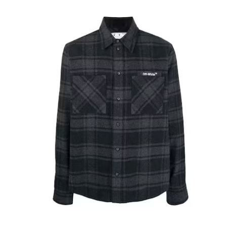 OFF-WHITE Outline ARR Flannel Shirt Grey/White