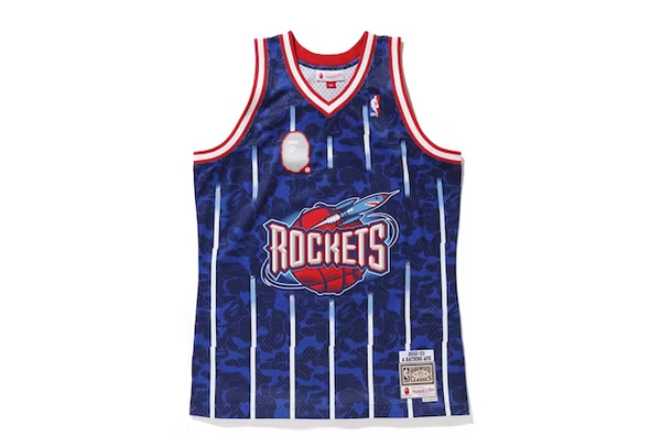 BAPE x Mitchell & Ness Rockets ABC Basketball Swingman Jersey Navy