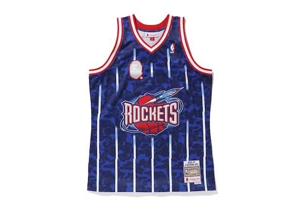 BAPE x Mitchell Ness Rockets ABC Basketball Swingman Jersey Navy Premier Hype