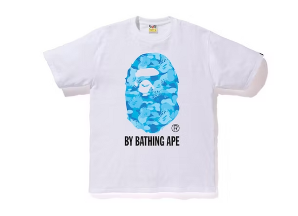 BAPE Fire Camo By Bathing Tee White Blue Premier Hype