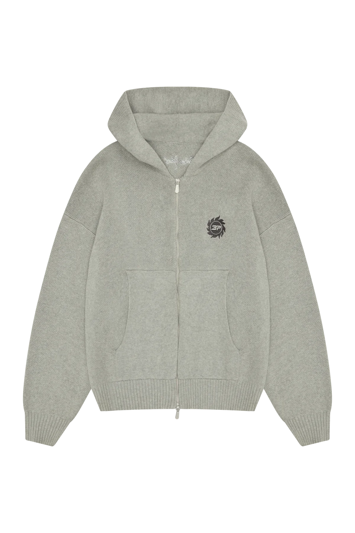 Broken Planet Sun Logo Knit Zip-Up Hoodie Heather Grey