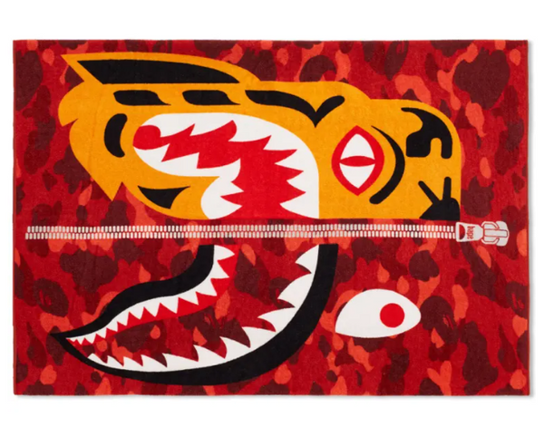 BAPE Colour Camo Tiger Shark Towel Red