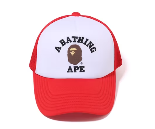 BAPE College Mesh Cap Red