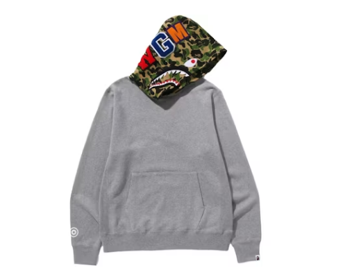 BAPE ABC Camo Shark Pullover Hoodie Gray