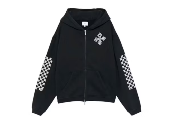 Rhude Cross Logo Zip-Up Hoodie Black