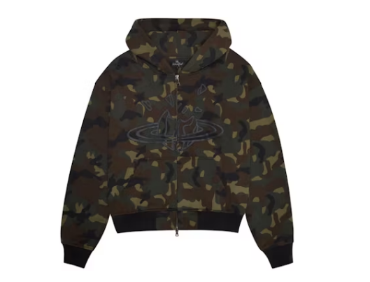 Broken Planet Camo Planet Zip-Up Hoodie Camo Green