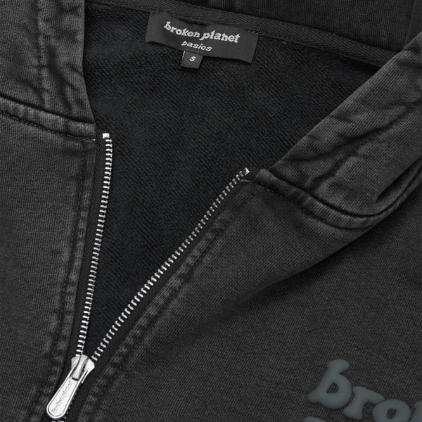 Broken Planet Basics Zip-Up Hoodie Washed Soot Black