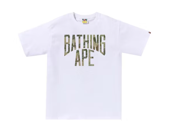 BAPE Layered Line Camo NYC Logo Tee White/Beige