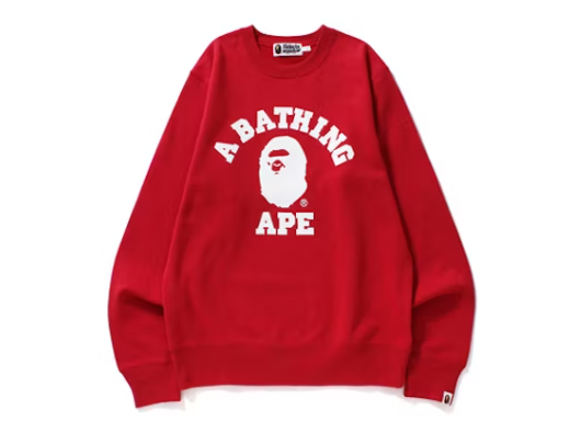 BAPE College Crewneck Red