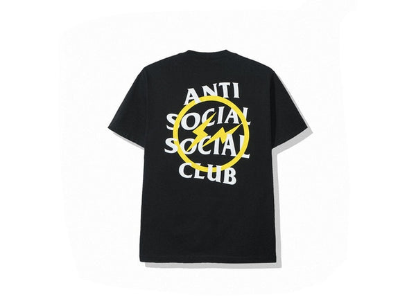 Anti Social Social Club x Fragment Yellow Bolt Tee - Black