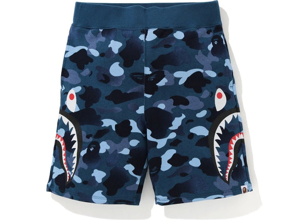 BAPE Gradation Camo Side Shark Sweat Shorts Blue