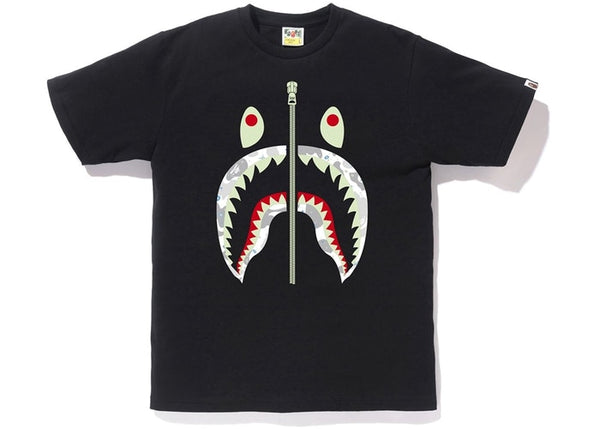 BAPE Space Camo Front Shark Tee Black