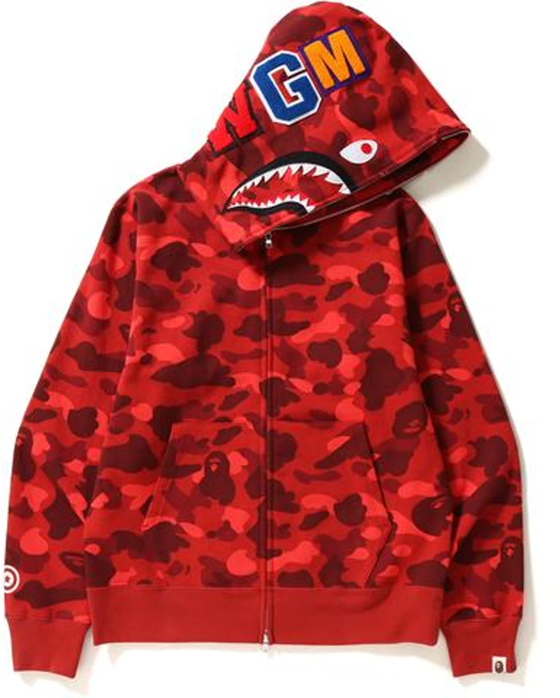 BAPE Color Camo Shark Full Zip Hoodie Red Premier Hype