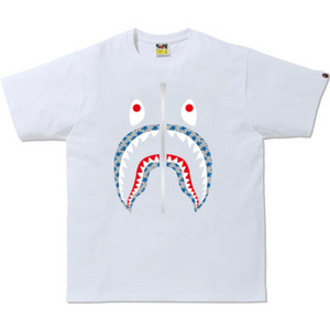 BAPE STA Pattern Shark Tee White/Blue