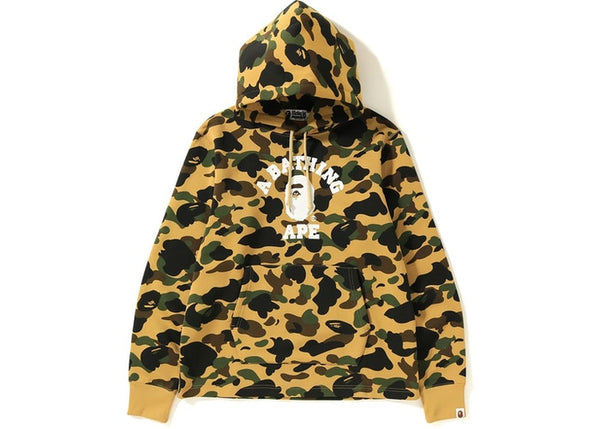 BAPE 1st Camo College Pullover Hoodie Yellow
