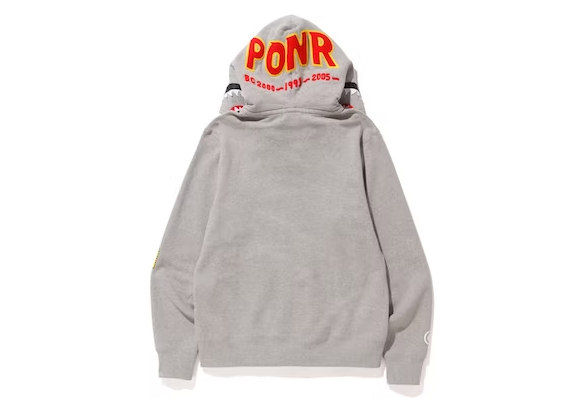 BAPE 2nd Shark Wide Full Zip Double Hoodie Gray Premier Hype