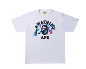 BAPE Marble Camo Liquid College Tee White