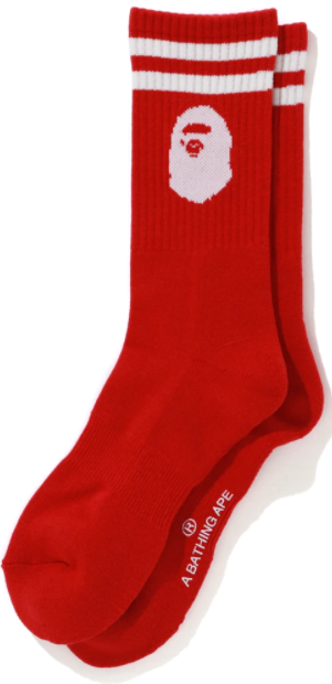 BAPE Ape Head Socks (FW19) Red
