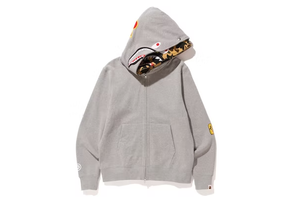 BAPE 2nd Shark Wide Full Zip Double Hoodie Gray – Premier Hype