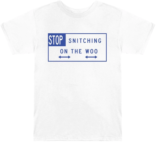 Pop Smoke x Vlone Stop Snitching T-Shirt White/Blue
