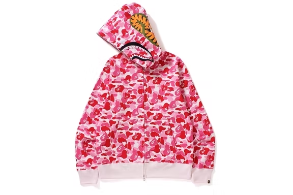 Bape full zip camo best sale shark hoodie