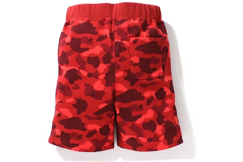 BAPE Color Camo Shark Sweat Shorts Red Premier Hype