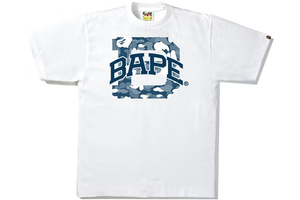 BAPE Stripe ABC Camo Logo Tee White/Navy