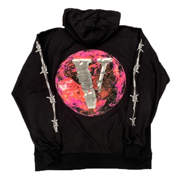 Vlone x Juice Wrld Planet Barbed Wire Black Hoodie – Premier Hype Vlone x Juice Wrld Planet Barbed Wire Black Hoodie – Premier Hype