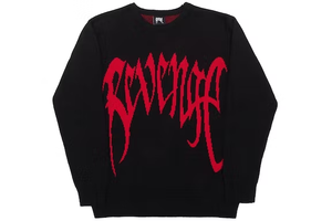 Revenge Knit Logo Crewneck Sweater Black/Red