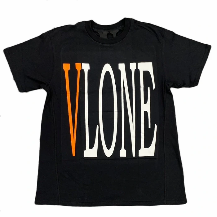 VLONE ロングTシャツ　ブラック&オレンジ Vlone Staple Tee Black Orange – Premier Hype